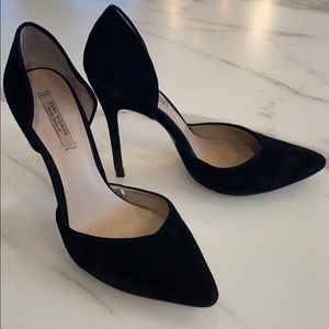 Black suede pumps